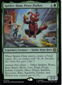 Spider-Ham, Peter Porker Rare Magic The Gathering TCG Marvel's Spider-Man 114 - Image 1