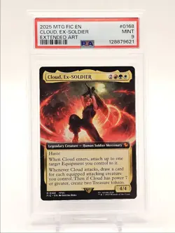 CLOUD, EX-SOLDIER 2025 MAGIC EXTENDED ART MYTHIC RARE 4/4 PSA 9 Q1404 - Image 1
