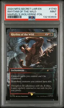 132183604 Rhythm of the Wild 2024 MTG Marvel's Wolverine #1740 Foil PSA 9 - Image 1