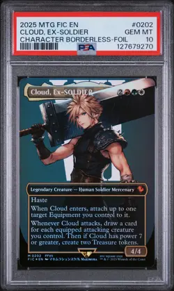 2025 MAGIC: THE GATHERING FINAL FANTASY COMMANDER #0202 CLOUD, EX-SOLDIER PSA 10 - Image 1