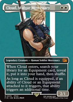 x1 Cloud, Midgar Mercenary FIN Final Fantasy MTG 375 FULL ART BORDERLESS 1x - Image 1