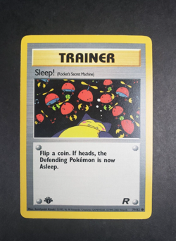 Pokemon TCG Sleep! 79/82 Team Rocket 1st Edition Common Trainer WOTC - LP - Image 2