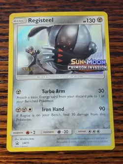 NM Registeel SM75 Prerelease STAFF Stamp Pokemon Promo - Image 1