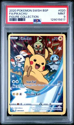 2020 POKEMON SWSH BLACK STAR PROMO FIGURE COLL #020 FULL ART/PIKACHU PSA 9 - Image 1