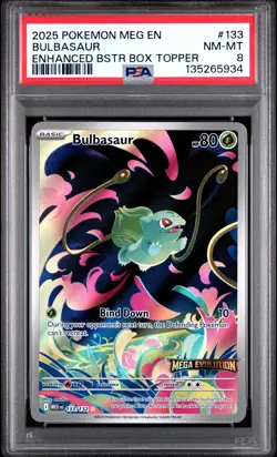 2025 POKEMON MEG EN-MEGA EVOLUTION ENHANCED BOOSTER BOX TOPPER BULBASAUR PSA 8 - Image 1