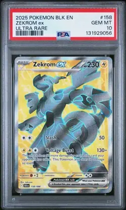 2025 POKEMON BLK EN-BLACK BOLT ULTRA RARE #158 ZEKROM EX PSA 10 - Image 1