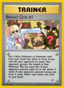 Blaine's Quiz #1 - 97/132 - Rare - Unlimited Edition DMG, English Pokemon Gym He - Image 1