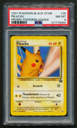 Pikachu 26 Black Star Promo WOTC Pokemon 2001 League PSA 8 NM-MT - Image 1