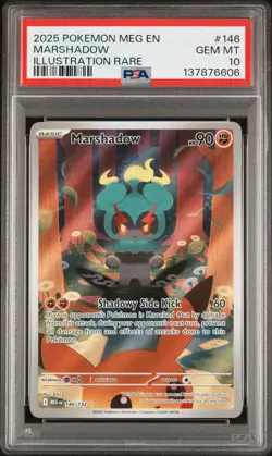 2025 POKEMON MEG EN MEGA EVOLUTION ILLUSTRATION RARE #146 MARSHADOW PSA 10 - Image 1