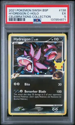 2021 POKEMON SWSH PROMO CELEBRATIONS COLLECTION #138 HYDREIGON C-HOLO PSA 5 - Image 1