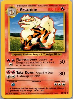 Arcanine 23/102 Non Holo Base Set - Pokemon Card - LP - Image 1