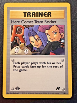1st Edition Here Comes Team Rocket 71/82 Team Rocket Pokemon Card Rare Near Mint - Image 1