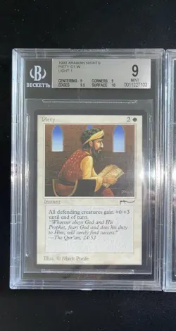 MTG Piety (Light) BGS 9Q++ Arabian Nights 1993 Graded NM - Image 2