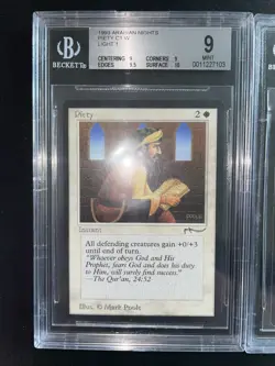 MTG Piety (Light) BGS 9Q++ Arabian Nights 1993 Graded NM - Image 3