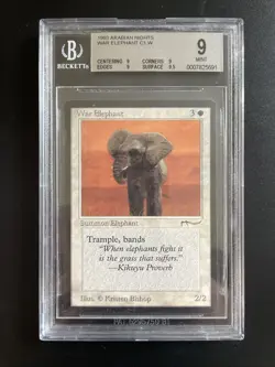 MTG War Elephant (Light) BGS 9Q+ Arabian Nights 1993 Graded NM LOW POP - Image 1