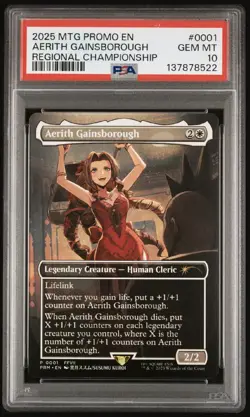 2025 MTG PROMOS REGIONAL CHAMP #0001 AERITH GAINSBOROUGH PSA 10 - Image 1