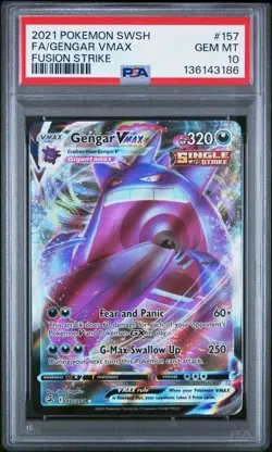 2021 POKEMON SWORD & SHIELD FUSION STRIKE #157 FULL ART/GENGAR VMAX PSA 10 - Image 1