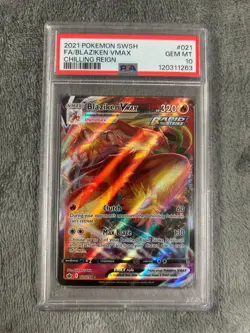 2021 POKEMON SWORD & SHIELD CHILLING REIGN #021 FULL ART/BLAZIKEN VMAX PSA 10 - Image 1