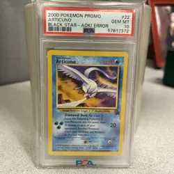 2000 Pokemon WOTC Black Star Promo Articuno Aoki Error #22 PSA 10 Gem Mint - Image 1