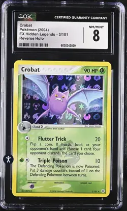 Pokemon EX Hidden Legends 3/101 Crobat 2004 Reverse Holo Rare CGC 8 NM/MINT - Image 2