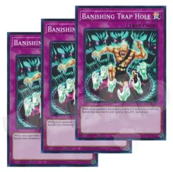 Yugioh - Banishing Trap Hole x 3 - 1st Edition Super Rare NM - Free Holo Card - Image 1