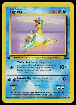 Pokemon Card - Lapras Fossil 25/62 Rare 1st Edition - Image 1