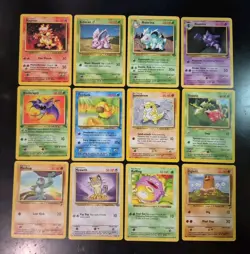 Lot of 12 Vintage WOTC English Pokemon TCG Cards - C/UC MP/HP/DMG - Image 1
