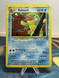 Politoed 8/75 Vintage Holo Rare Neo Discovery Pokemon Card DMG Damaged - Image 1