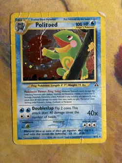 Politoed 8/75 Vintage Holo Rare Neo Discovery Pokemon Card DMG Damaged - Image 2