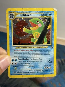 Politoed 8/75 Vintage Holo Rare Neo Discovery Pokemon Card DMG Damaged - Image 3