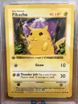 1st Edition Shadowless Pikachu - 58/102 - Base Set Vintage Pokemon Card - PSA 8 - Image 2