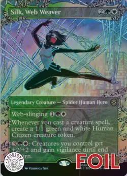 MTG Silk, Web Weaver (Borderless) (215) | NM Foil | Spider-Man {SPM} - Image 1