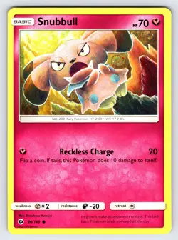 Snubbull 90/149 2017 Sun & Moon Base Set Pokemon Card Komiya Non Holo - Nm/Vlp - Image 1