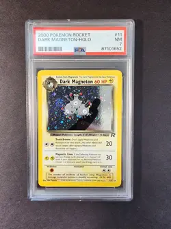 HOLO Dark Magneton 11/82 Team Rocket Holo PSA 7 Near Mint 2000 Pokemon - Swirl - Image 1