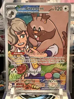Pokemon TCG Arven's Greedent 205/182 Sv10: Destined Rivals Holo NM JW 13R - Image 1