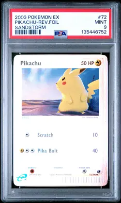 2003 POKEMON EX SANDSTORM #72 PIKACHU-REVERSE FOIL PSA 9 - Image 1