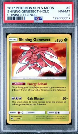 2017 POKEMON SUN & MOON SHINING LEGENDS - SHINING GENESECT-HOLO 9 - PSA 8 - Image 1