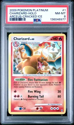 2009 Pokemon Platinum Arceus Charizard lv. 60 Cracked Ice Holo PSA 8 #1 - Image 1