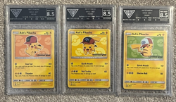 3x ASH'S PIKACHU Pokemon Promo Cards SM110-SM112 Graded 8.5 GetGraded - Image 1