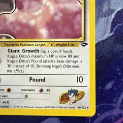 Pokemon TCG Kogas Ditto Gym Challenge Holo Card 10/132 LP - Image 4