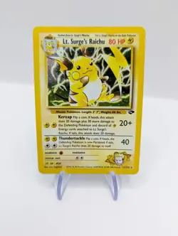 Pokemon Card Lt Surge's Raichu 11/132 Gym Challenge Set Holo Rare (NM-) - Image 1