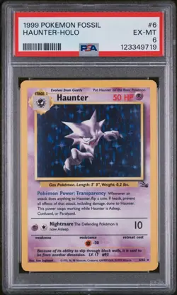 1999 Pokemon Haunter #6 Fossil Trading Card Fresh Slab Psychic Type - PSA 6 - Image 1