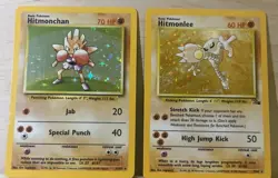 Pokemon TCG Fossil Hitmonchan Hitmonlee Holo Lot 2 Cards 1999 Near Mint - Image 1
