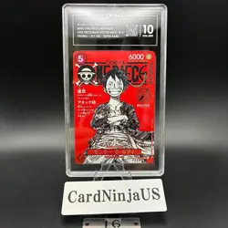 TAG GEM MINT 10 Monkey D. Luffy SR Promo 2025 #ST21-014 One Piece Card Japanese - Image 1
