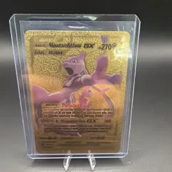 Mewtwo & Mew GX Pokemon Metal Gold Foil Fan Art Card - Image 3