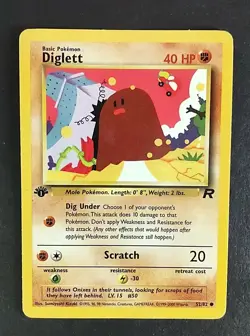 1st Edition Diglett 52/82 - Team Rocket - Pokemon Card - NM - Image 1