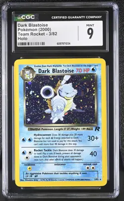 CGC 9 MINT Dark Blastoise 2000 Team Rocket 3/82 Holo Pokemon Card - Image 1