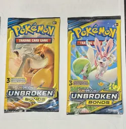 Pokemon Sun & Moon Unbroken Bonds 3 Card Mini Booster Pack 4 Packs Art Set - Image 2