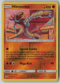 Hitmonlee 73/181 Pokemon Team Up Reverse Holo Card Near Mint (NM) 1 - Image 1