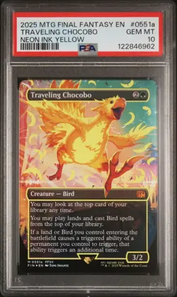 2025 MTG FINAL FANTASY NEON CHOCOBO - YELLOW - TRAVELING CHOCOBO PSA GEM MINT 10 - Image 1